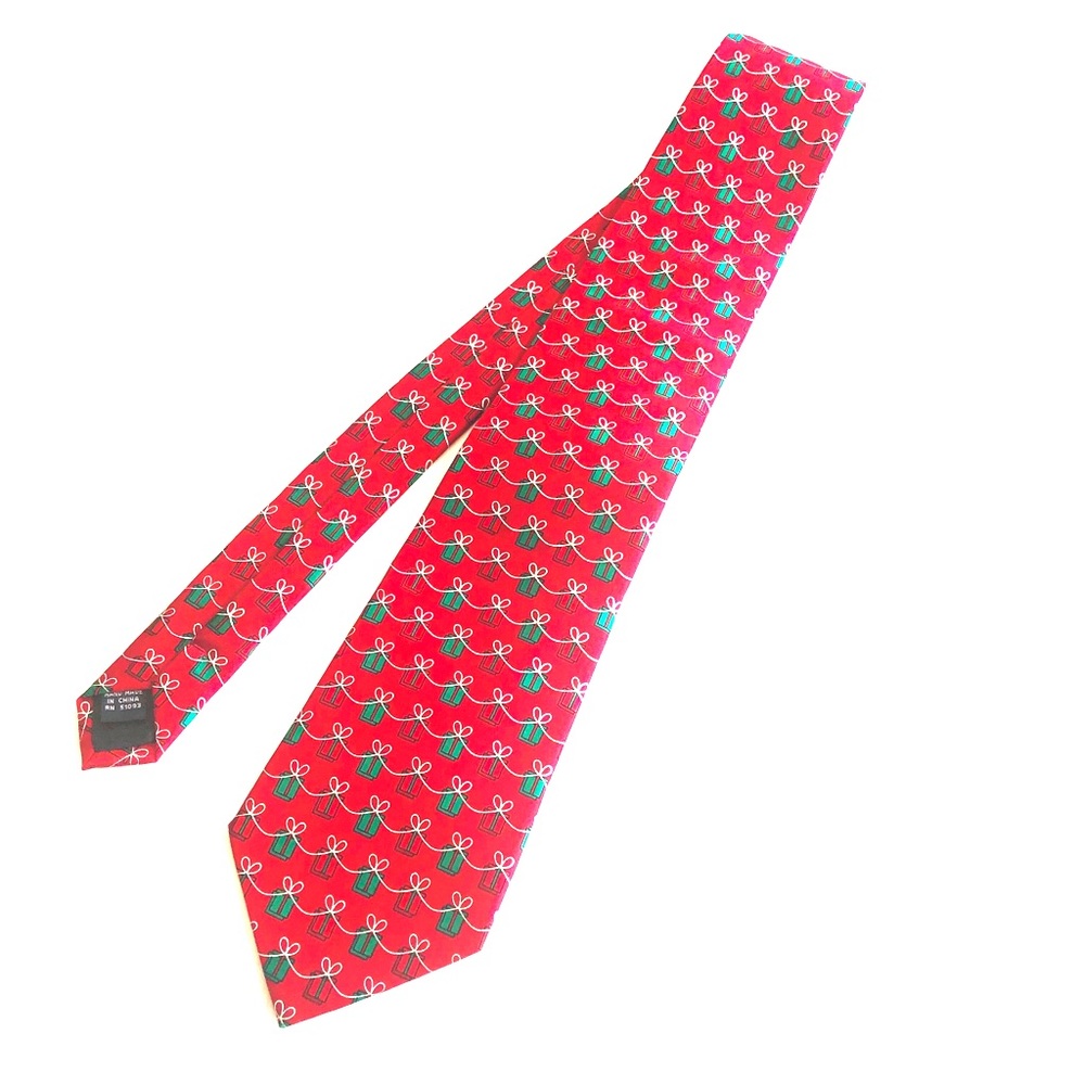 Christmas Ugly Sweater Party Red Silk Tie